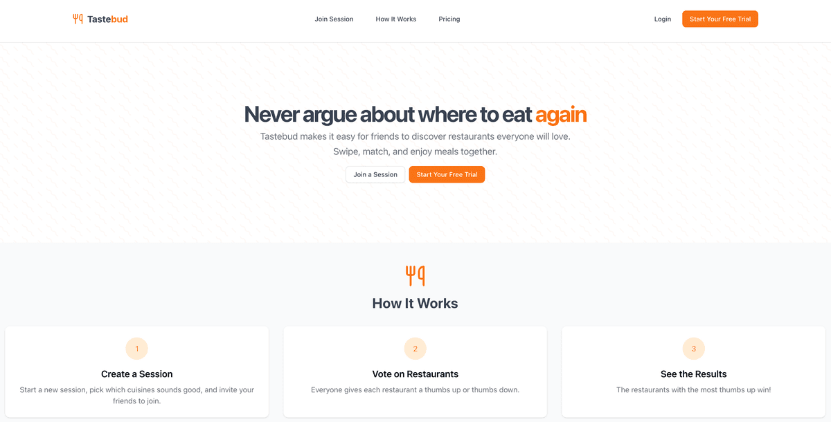 Tastebud application preview
